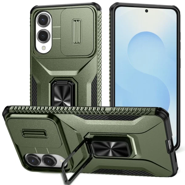 Удароустойчив калъф Slide Camera за Samsung Galaxy S25 Edge, Зелен 1