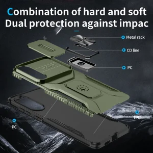 Удароустойчив калъф Slide Camera за Samsung Galaxy S25 Edge, Зелен 3