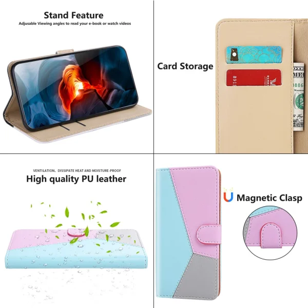 Калъф Тефтер Wallet Tri-color за Samsung Galaxy A22 4G, Син, Лилав, Сив 3