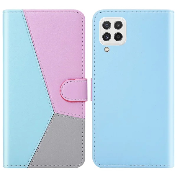 Калъф Тефтер Wallet Tri-color за Samsung Galaxy A22 4G, Син, Лилав, Сив 1