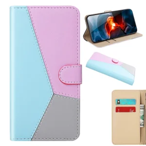 Калъф Тефтер Wallet Tri-color за Samsung Galaxy A22 4G, Син, Лилав, Сив 5