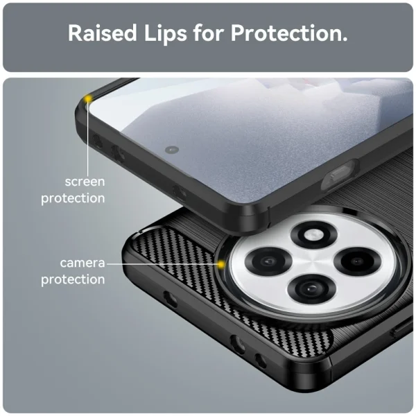 Carbon Fiber Silicone Case for OnePlus 13R 5G, Black 4