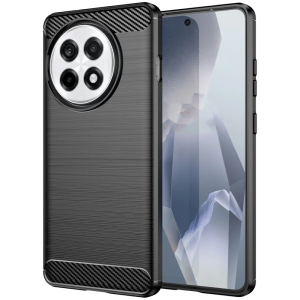 Carbon Fiber Silicone Case for OnePlus 13R 5G, Black 1