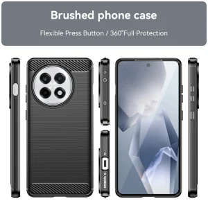 Carbon Fiber Silicone Case for OnePlus 13R 5G, Black 3