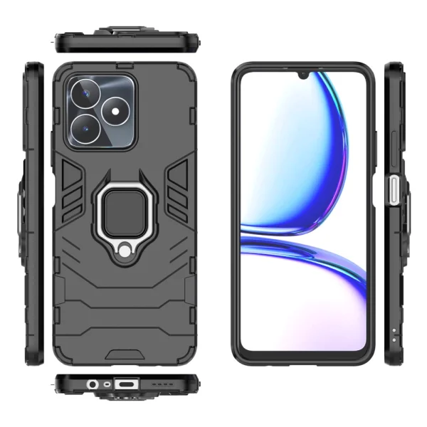 Shockproof Case Hybrid Cover for Realme C53, Ring Holder, Black 4