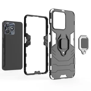 Shockproof Case Hybrid Cover for Realme C53, Ring Holder, Black 3