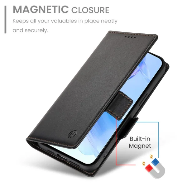 Калъф тефтер Wallet Stand Leather за Honor X8c 4G, Черен 5