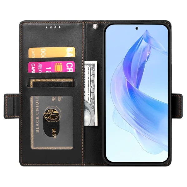 Калъф тефтер Wallet Stand Leather за Honor X8c 4G, Черен 2