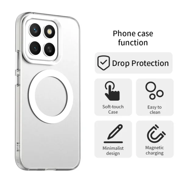 Shockproof case MagSF Matte Anti Drop for Honor X8c 4G, White 4