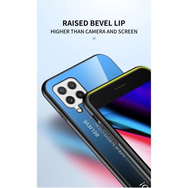Glass Back Case for Samsung Galaxy A22 4G, Blue-Black 3
