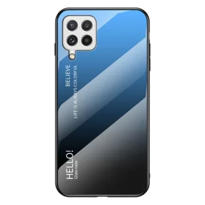 Калъф Гръб Glass за Samsung Galaxy A22 4G, Син-Черен