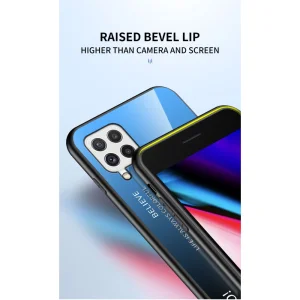 Glass Back Case for Samsung Galaxy A22 4G, Blue-Black 3