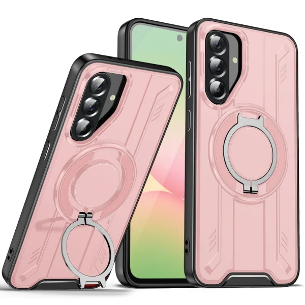 Shockproof case MagSF Kickstand for Samsung Galaxy A56 5G, Rotating Ring, Pink 1