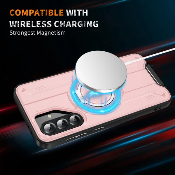 Shockproof case MagSF Kickstand for Samsung Galaxy A56 5G, Rotating Ring, Pink 4