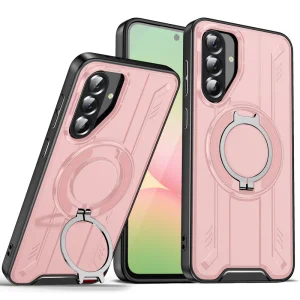 Удароустойчив калъф MagSF Kickstand за Samsung Galaxy A56 5G, Rotating Ring, Розов