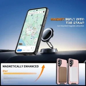 Shockproof case MagSF Kickstand for Samsung Galaxy A56 5G, Rotating Ring, Pink 3