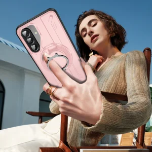 Shockproof case MagSF Kickstand for Samsung Galaxy A56 5G, Rotating Ring, Pink 6