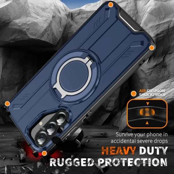 Shockproof MagSF Kickstand Case for Samsung Galaxy A56 5G, Rotating Ring, Blue 2