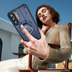 Shockproof MagSF Kickstand Case for Samsung Galaxy A56 5G, Rotating Ring, Blue 6