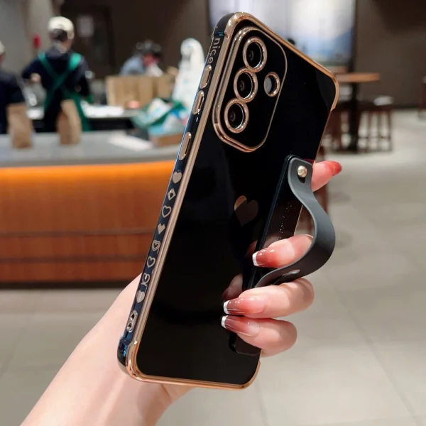 Silicone case Strip Holder Heart for Samsung Galaxy A56 5G, Black 3