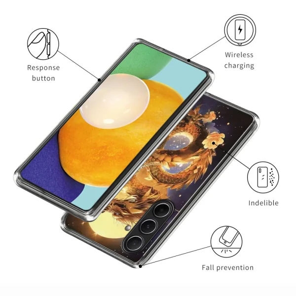 Silicone case for Samsung Galaxy A56 5G, Golden Dragon 3