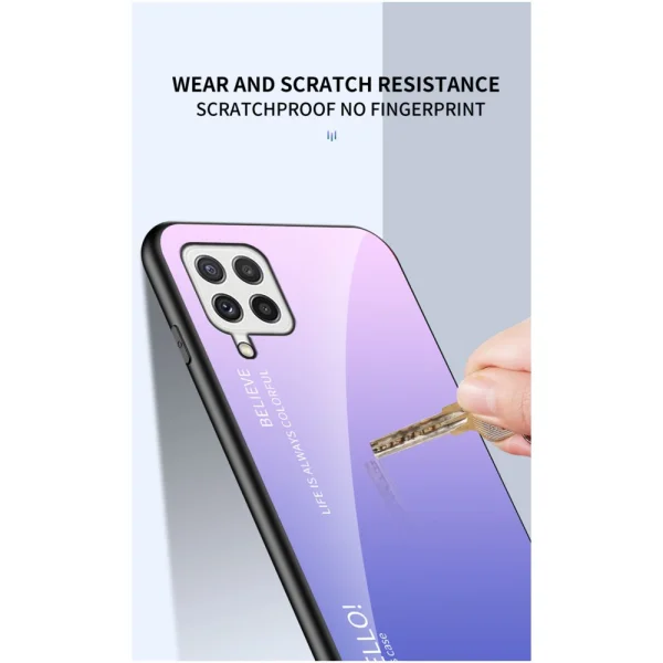 Калъф Гръб Glass за Samsung Galaxy A22 4G, Розов- Лилав 3
