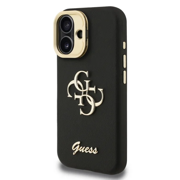 GUESS Case for iPhone 16, PU Grained 4G Logo Stand Camera Frame, GUHCP16SPCS4GSK 4