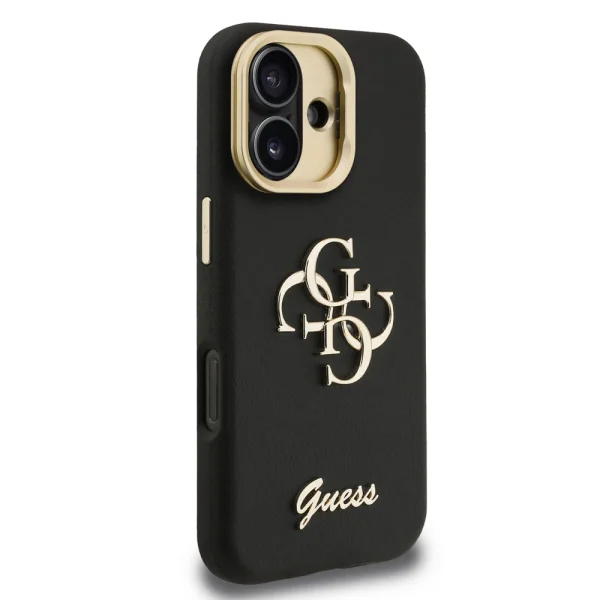 GUESS Case for iPhone 16, PU Grained 4G Logo Stand Camera Frame, GUHCP16SPCS4GSK 3
