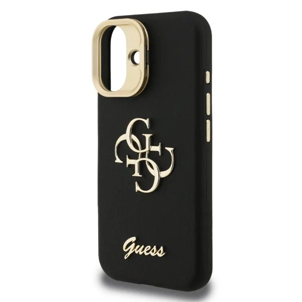 GUESS Case for iPhone 16, PU Grained 4G Logo Stand Camera Frame, GUHCP16SPCS4GSK 2