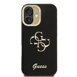Калъф GUESS за iPhone 16, PU Grained 4G Logo Stand Camera Frame, GUHCP16SPCS4GSK