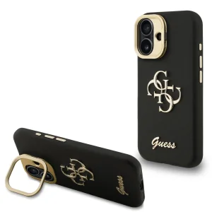 GUESS Case for iPhone 16, PU Grained 4G Logo Stand Camera Frame, GUHCP16SPCS4GSK 5