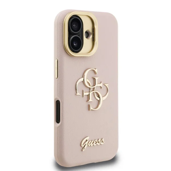 GUESS Case for iPhone 16, PU Grained 4G Logo Stand Camera Frame, GUHCP16SPCS4GSP 4