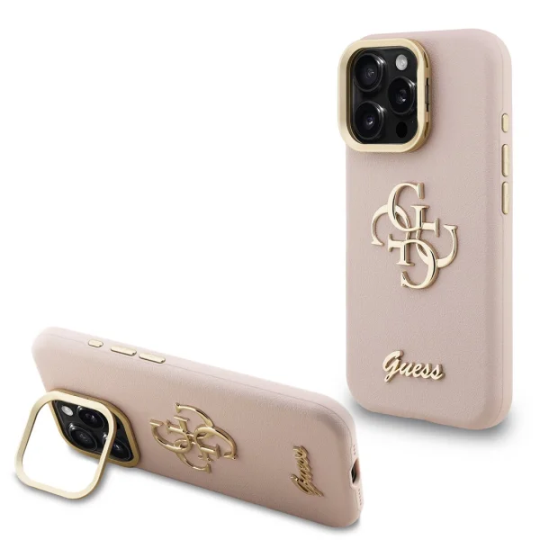 GUESS Case for iPhone 16 Pro, PU Grained 4G Logo Stand Camera Frame, GUHCP16LPCS4GSP 5