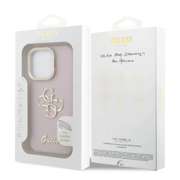 Калъф GUESS за iPhone 16 Pro Max, PU Grained 4G Logo Stand Camera Frame, GUHCP16XPCS4GSP 4