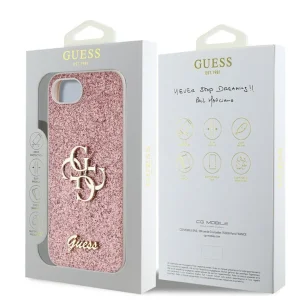GUESS Glitter Flakes Metal Logo Case for iPhone 16e/17e, GUHCPSE4HG4SGP 5