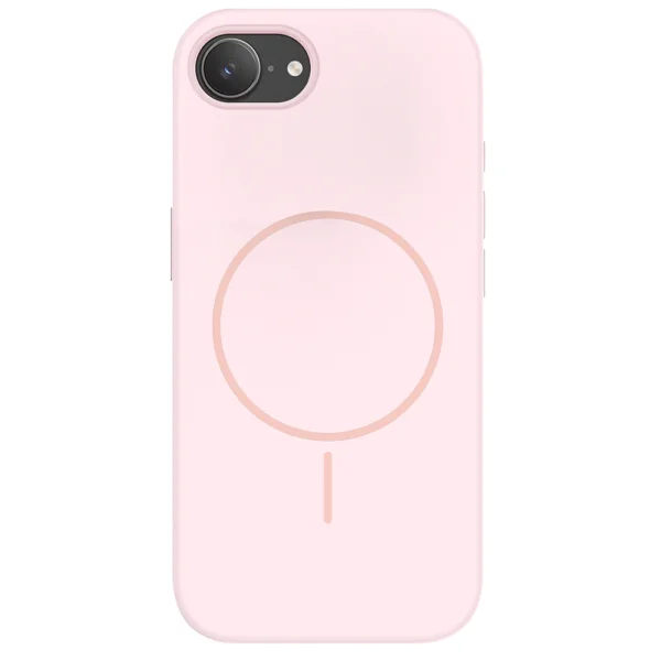 Удароустойчив калъф MagSF Slim Silicone за iPhone 16e/17e, Светло розов 2