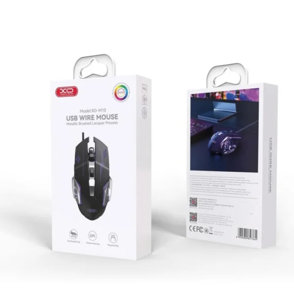 Геймърска Мишка XO M10  RGB  6 бутона 3200 DPI, Черен 4