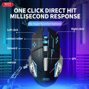 Геймърска Мишка XO M10  RGB  6 бутона 3200 DPI, Черен 3