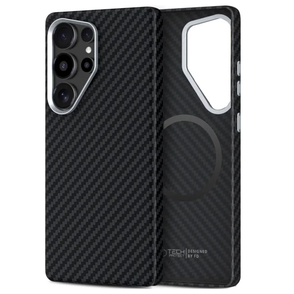 Удароустойчив калъф Tech-Protect ION Carbon MagSF за Samsung Galaxy S25 Ultra, Черен - сребрист 2