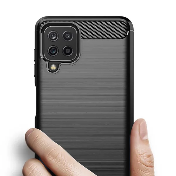 Carbon Fibre Brushed Silicone Case for Samsung Galaxy A22 4G, Black 3