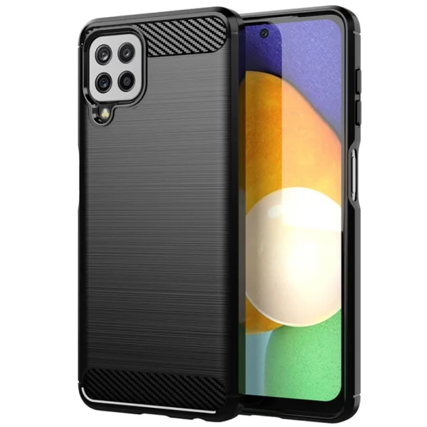 Carbon Fibre Brushed Silicone Case for Samsung Galaxy A22 4G, Black 1