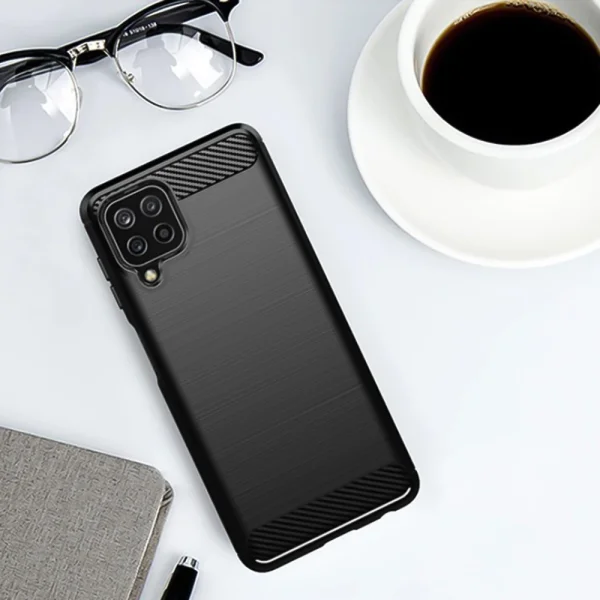 Carbon Fibre Brushed Silicone Case for Samsung Galaxy A22 4G, Black 2