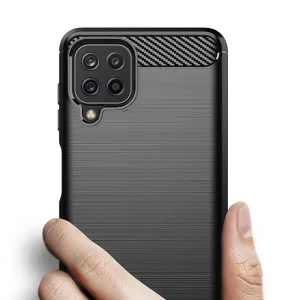 Carbon Fibre Brushed Silicone Case for Samsung Galaxy A22 4G, Black 3