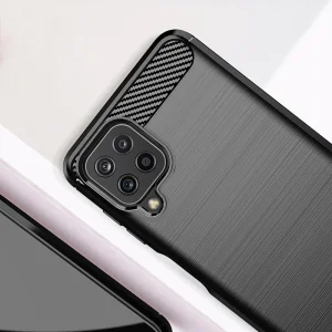 Carbon Fibre Brushed Silicone Case for Samsung Galaxy A22 4G, Black 4
