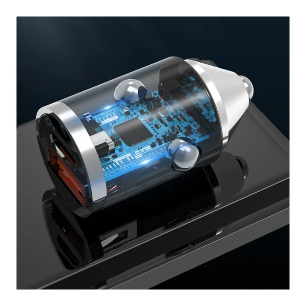 Car charger 12V Sandem D16, USB-A, USB-C, 120W, Gray 2