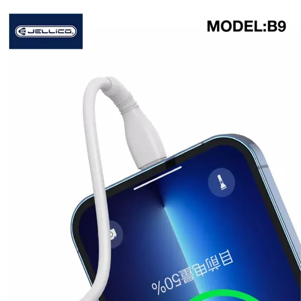 Cable Jellico B9, USB-C to USB-C, PD, 66W, 1 meter, white 2