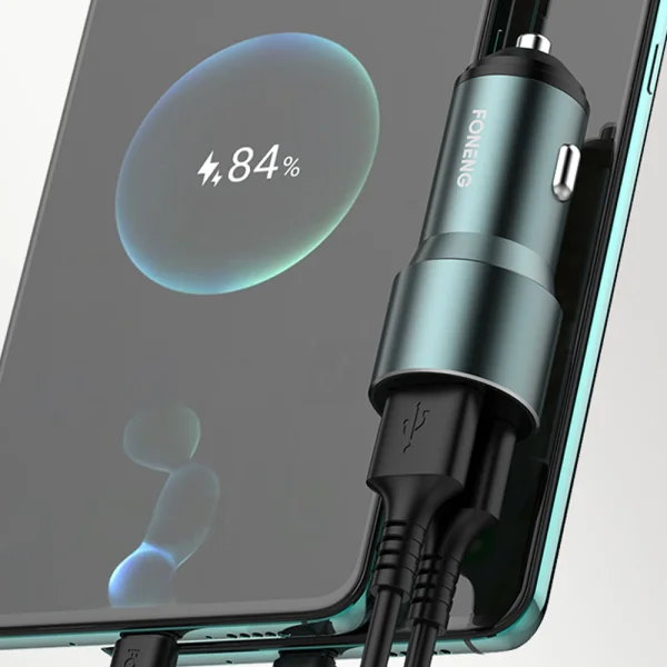 Зарядно за кола 12V Foneng C19, 36W, 2xUSB, QC3.0, сребристо 3