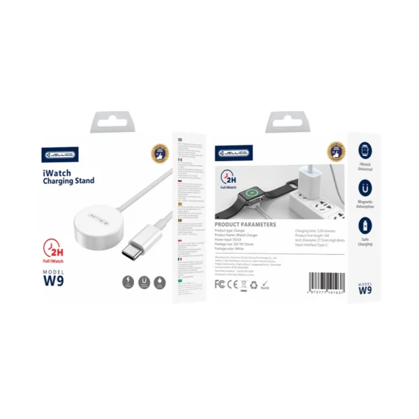 Charging cable Jellico W9, USB-C, compatible with Apple Watch, 3W, 1 meter, white 4