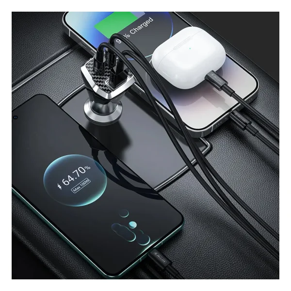 Зарядно за кола 12V Jellico F15, PD, 88.5W, 2xUSB-C, 1xUSB, QC3.0, черен 4