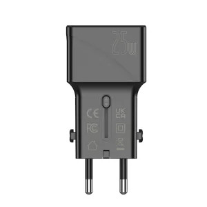 Зарядно Jellico S6, PD, 25W, 1xUSB-C, 1xUSB, QC3.0, черен